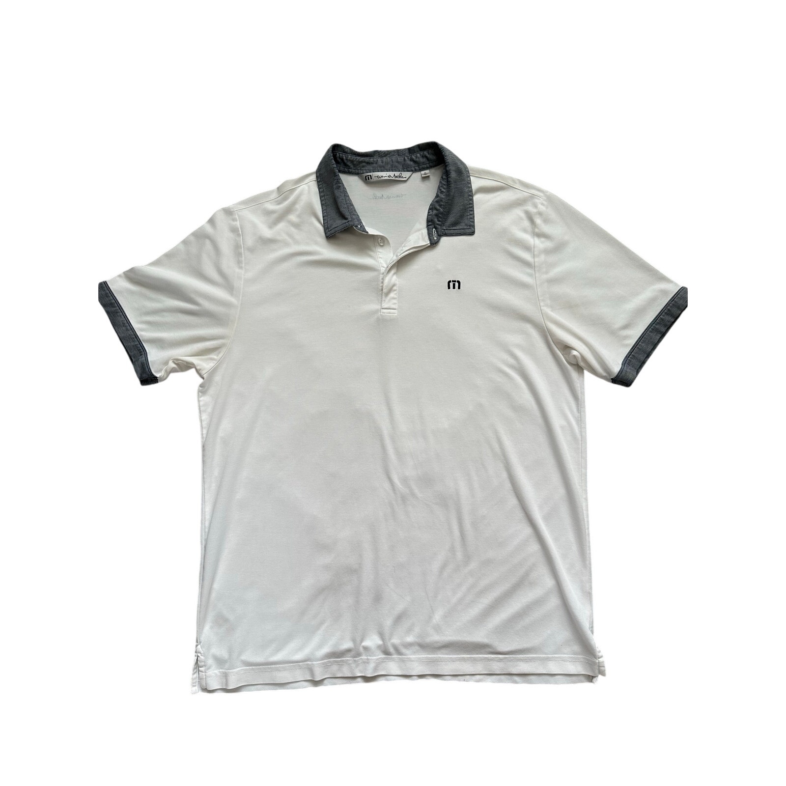 Travis Matthew White Gray Trim Golf Polo Shirt Xl